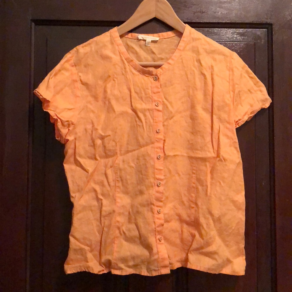 Eileen Fisher creamsicle orange linen short sleeve
